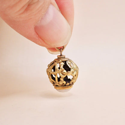 Antique Victorian Rare Antique Victorian Open-Work Opal "Cage" Micro-Charm
