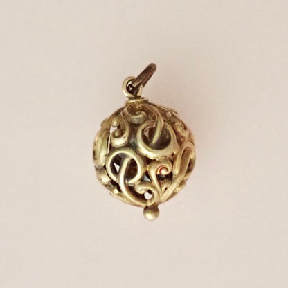 Antique Victorian Open-Work Scroll "Orb" Charm