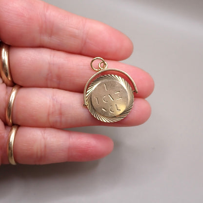 1966 Vintage 9k 9ct Yellow Gold “I Love You” Spinner Charm Pendant Hallmarked