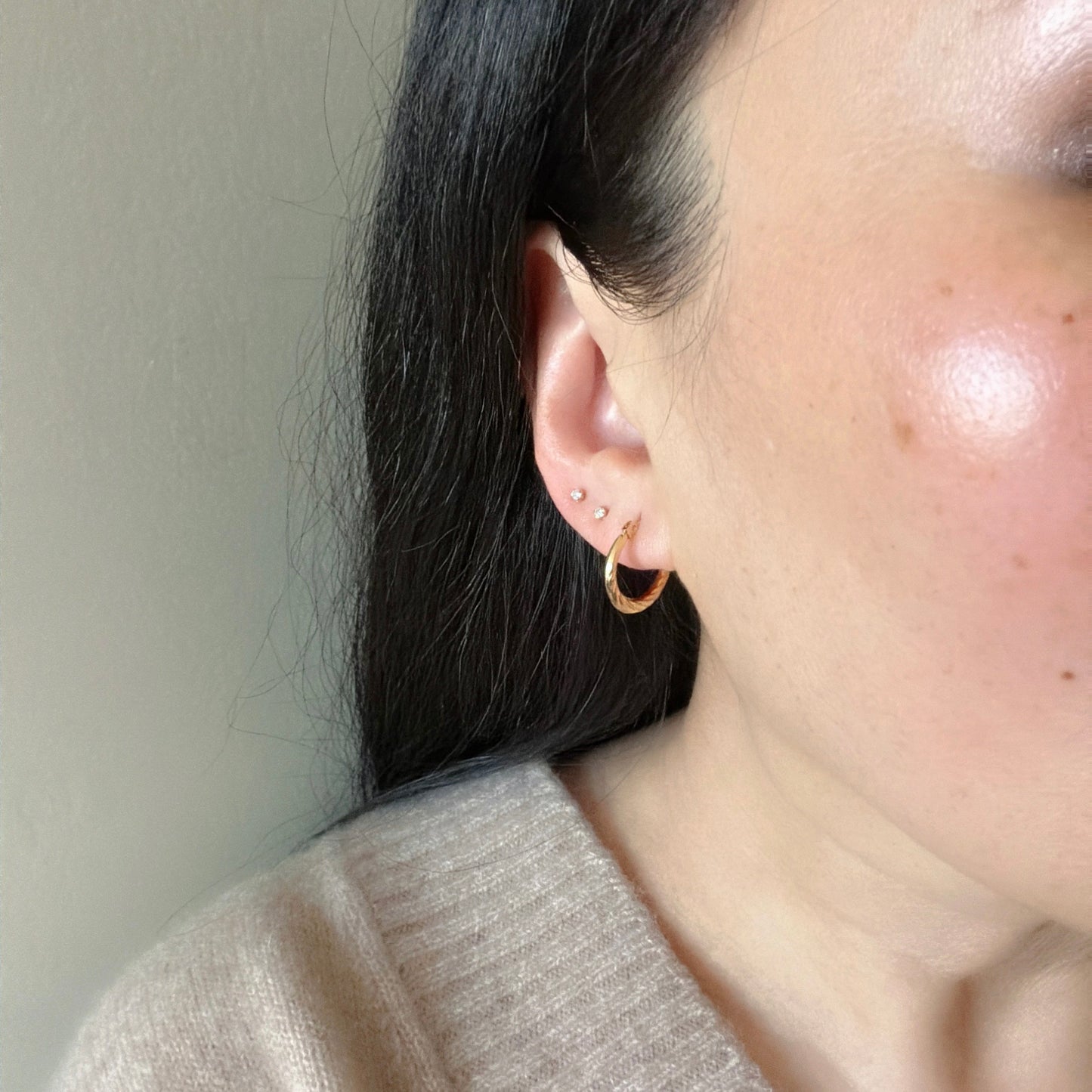 PreLoved Solid 14K Yellow Gold Spiraled Rope Hoop Earrings
