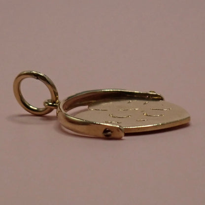 Vintage 1981 English 9ct Yellow Gold Heart 'I Love You' Spinner Pendant