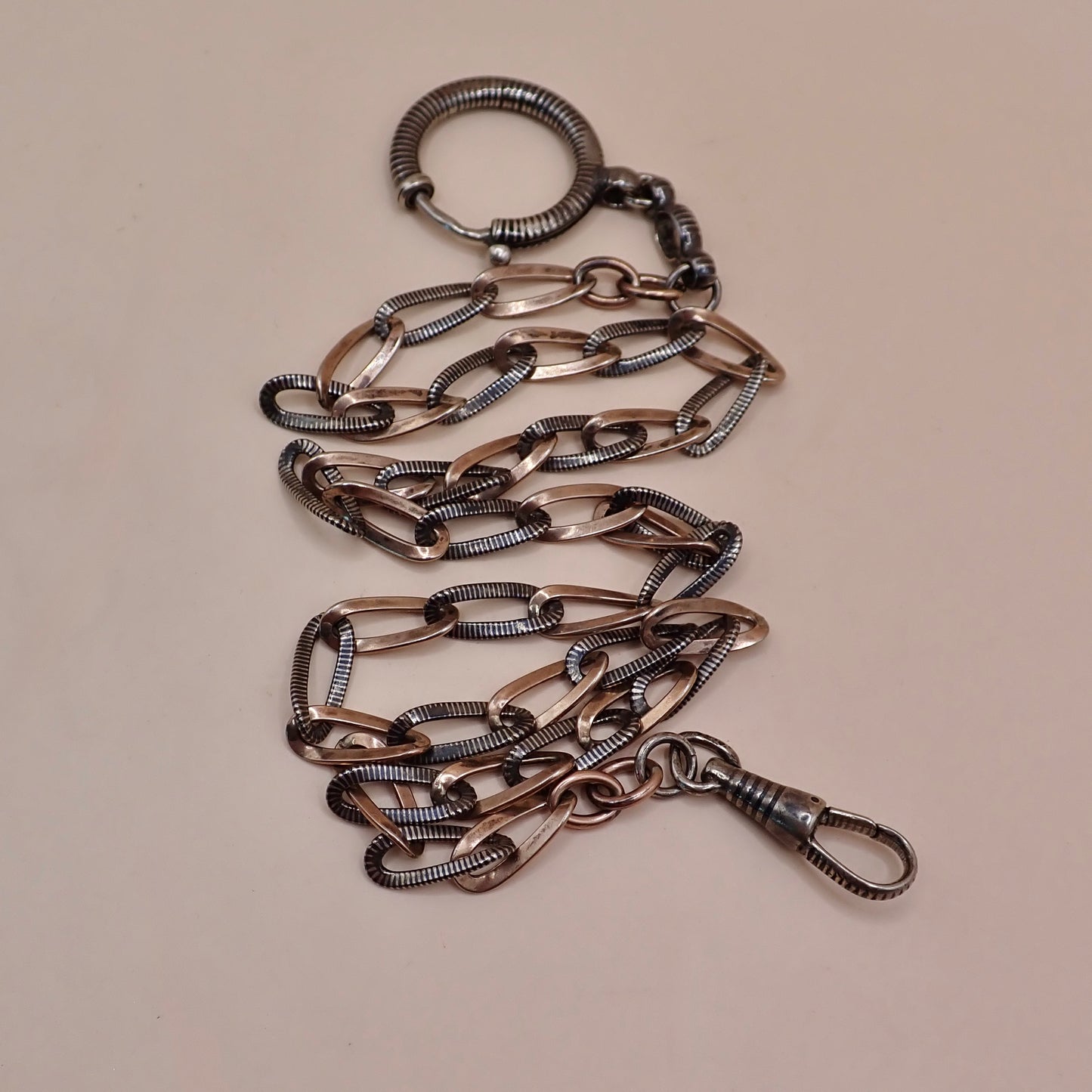 Antique Victorian 9k Rose Gold & Niello Chain Necklace MB89