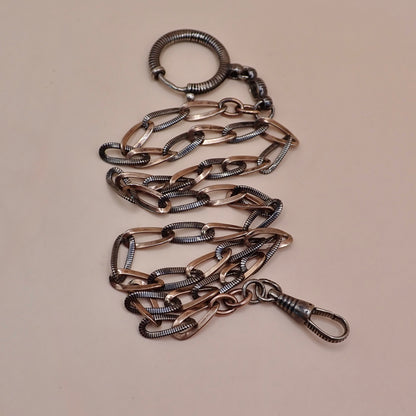 Antique Victorian 9k Rose Gold & Niello Chain Necklace MB89