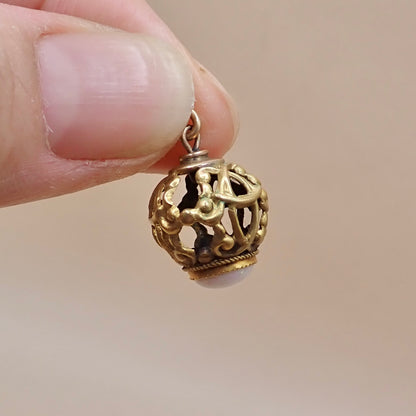 Antique Victorian Rare Antique Victorian Open-Work Opal "Cage" Micro-Charm