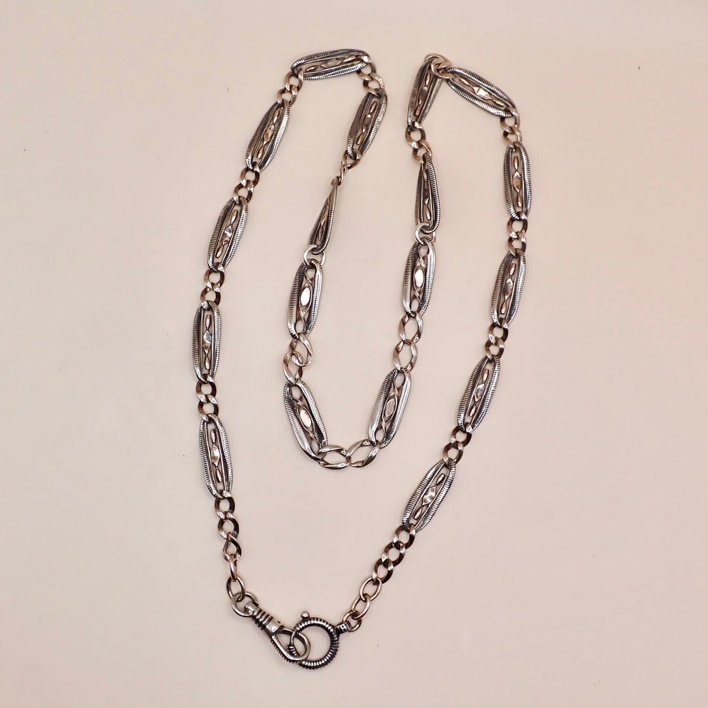 Antique Victorian Niello & Rose Gold 20.5” Long-Length Chain Necklace MB86
