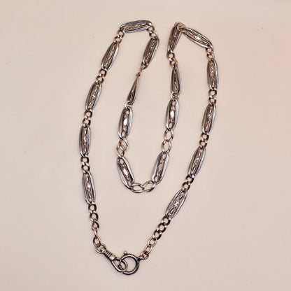 Antique Victorian Niello & Rose Gold 20.5” Long-Length Chain Necklace MB86