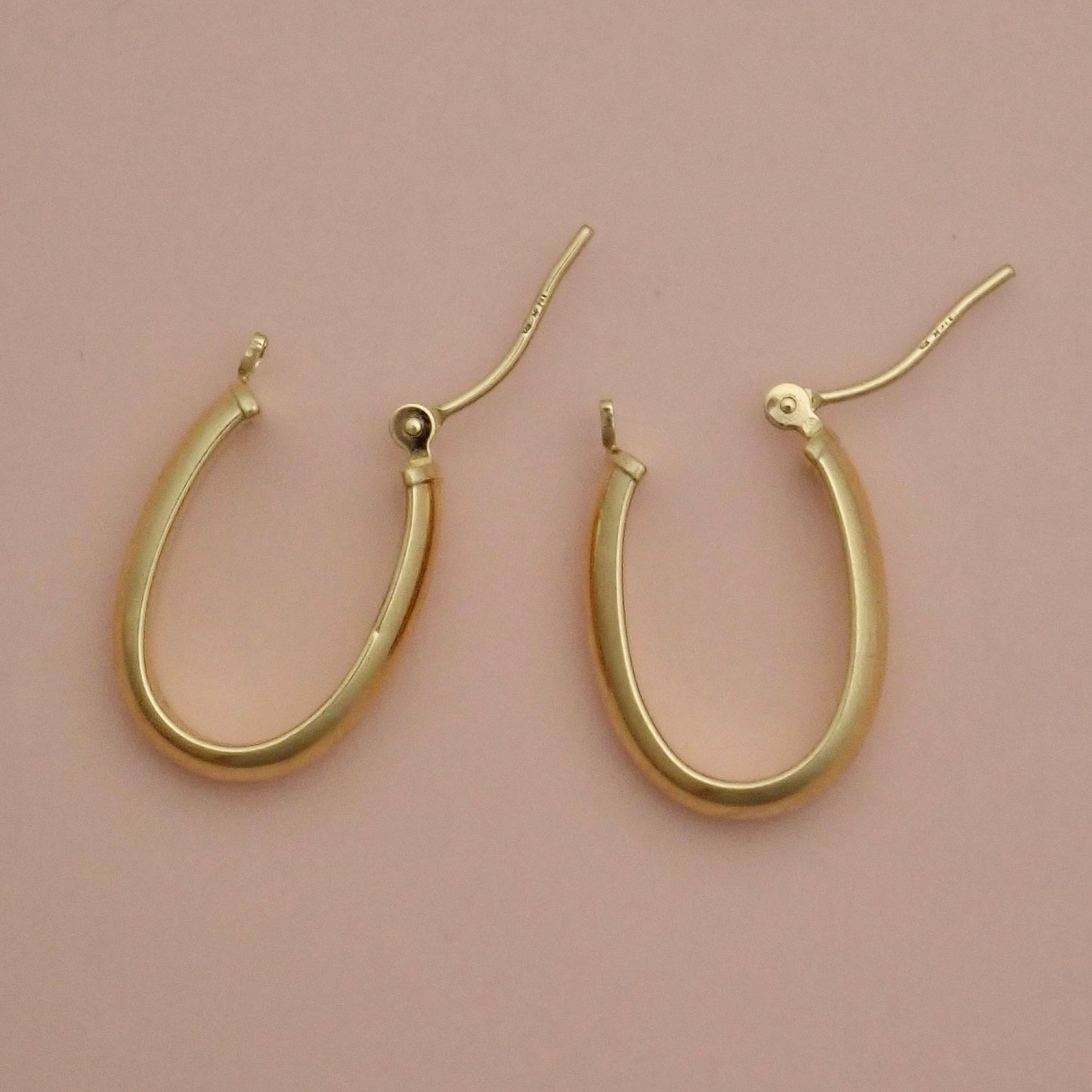 PreLoved Solid 14K Yellow Gold Oval "U-Shape" High-Polish Hoop Earrings