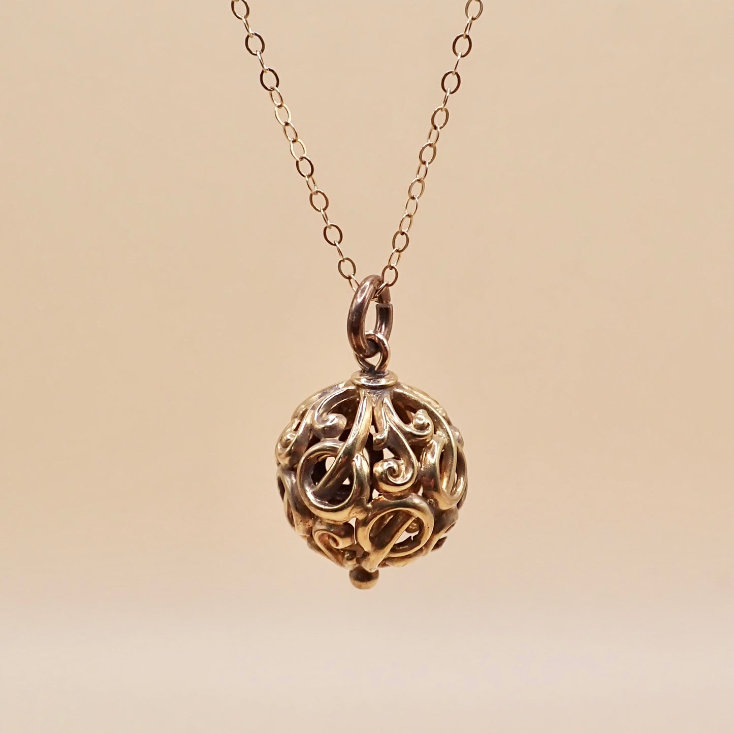 Antique Victorian Open-Work Scroll "Orb" Charm