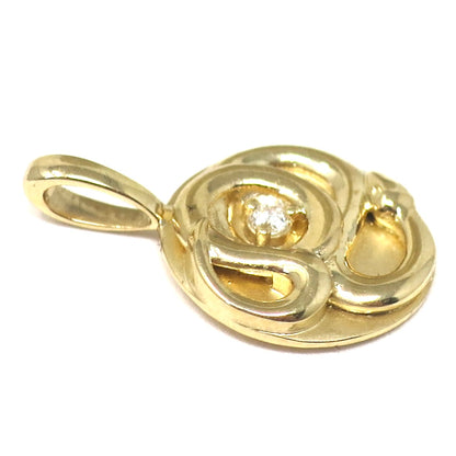 14K Yellow Gold .015 CT Natural Diamond Chinese Zodiac Year of the Snake Pendant