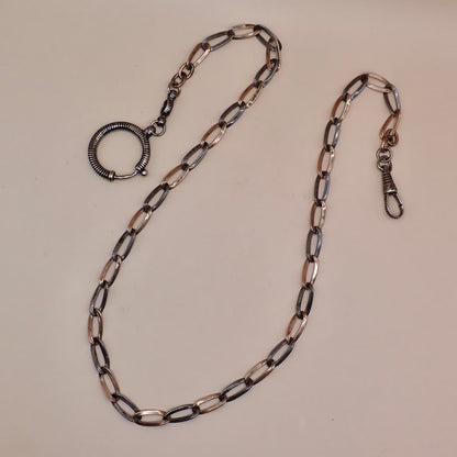 Antique Victorian 9k Rose Gold & Niello Chain Necklace MB89