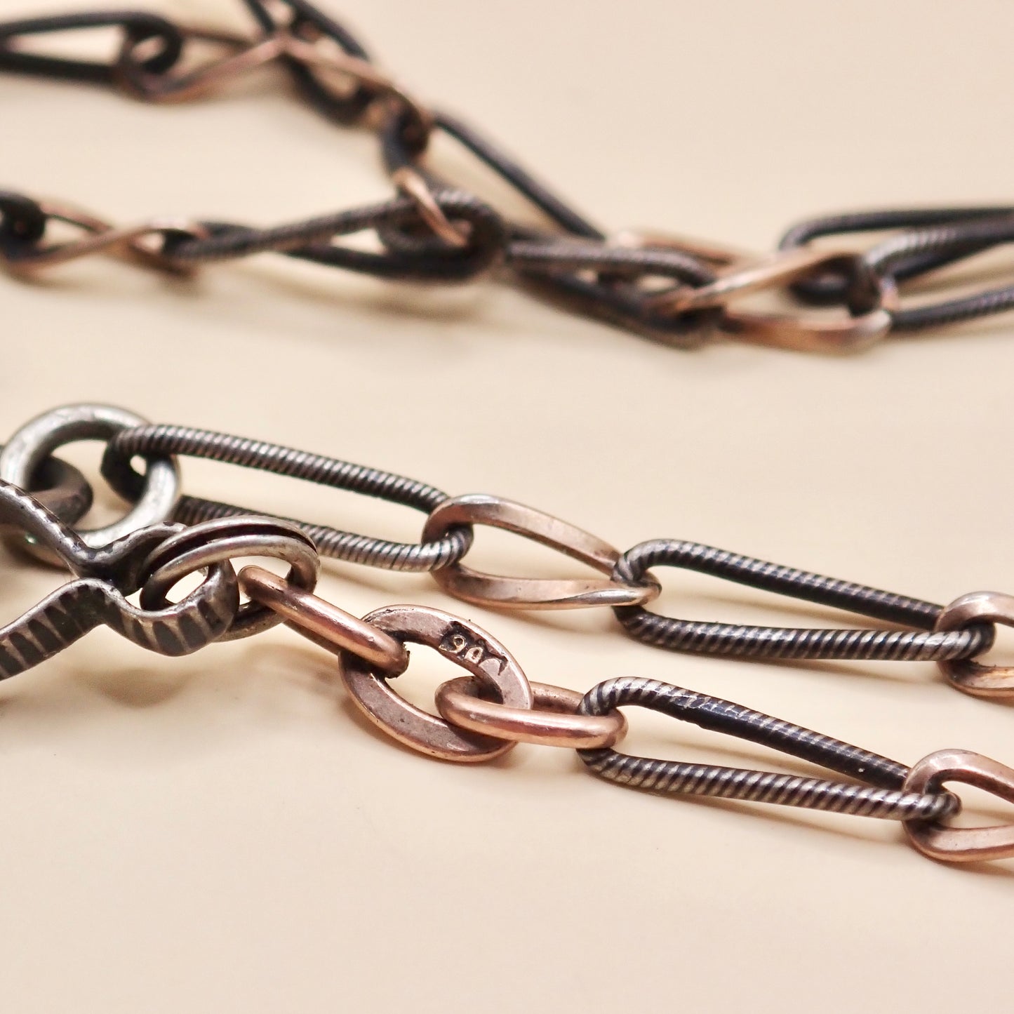 Antique Victorian Niello & Rose Gold Vermeil Chain Necklace MB71