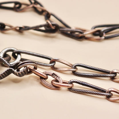 Antique Victorian Niello & Rose Gold Vermeil Chain Necklace MB71