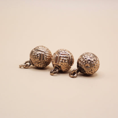 Curated Trio of Antique Victorian Bright-Cut Gold "Orb" Charms