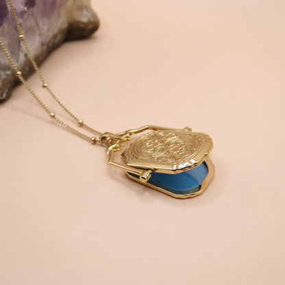 14K Yellow Gold Victorian Style Swivel Photo Locket Pendant