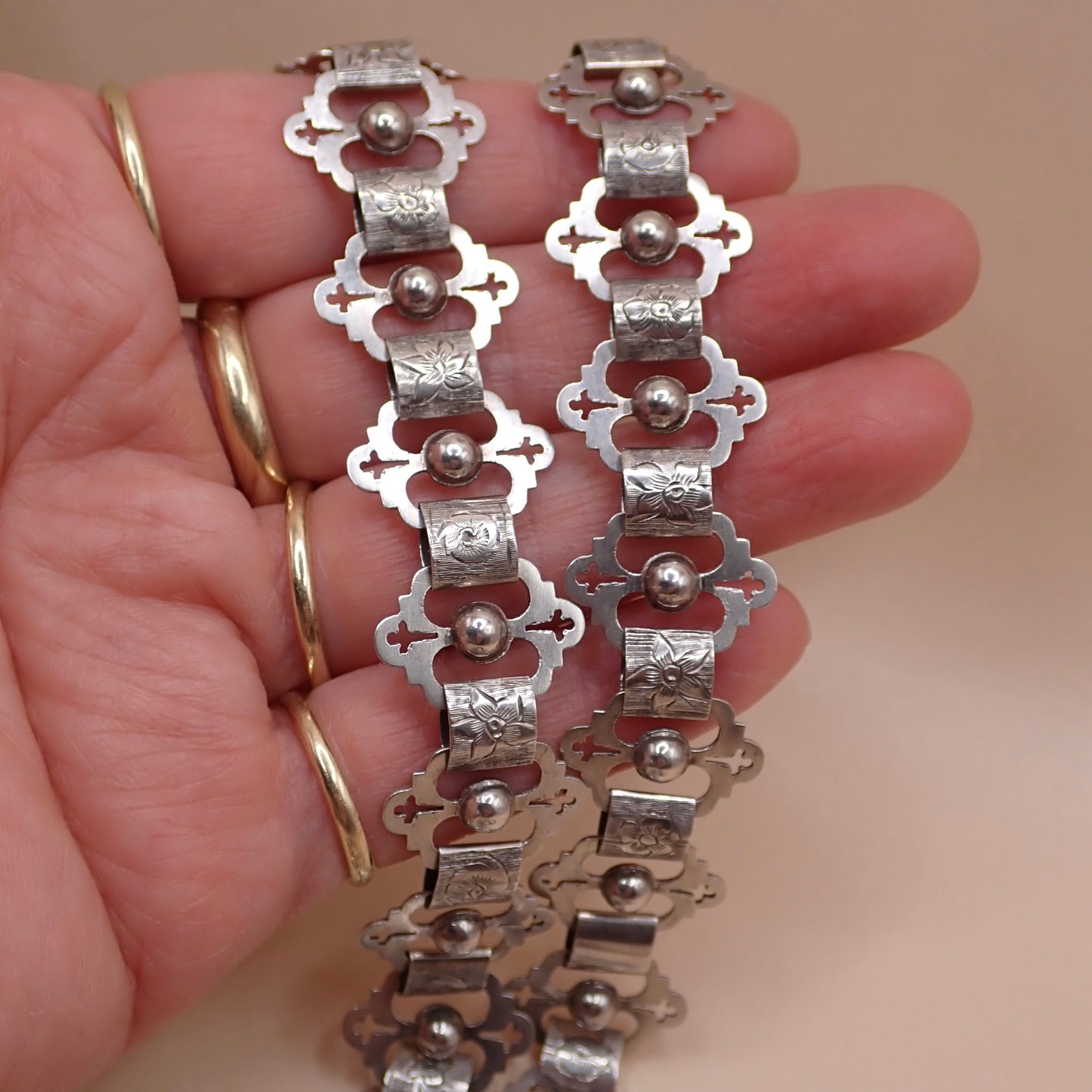 Antique Victorian Sterling Silver "Apostle" Motif Grand Collar Book Chain Necklace