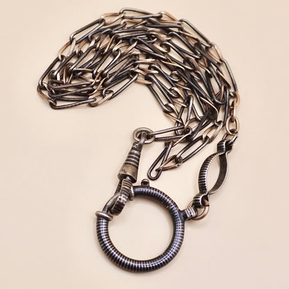 Antique Victorian Niello & Rose Gold Vermeil Chain Necklace MB71
