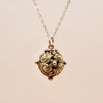 Antique Victorian Rococo Revival 14K "Swirling Scroll" Orb Charm ✨