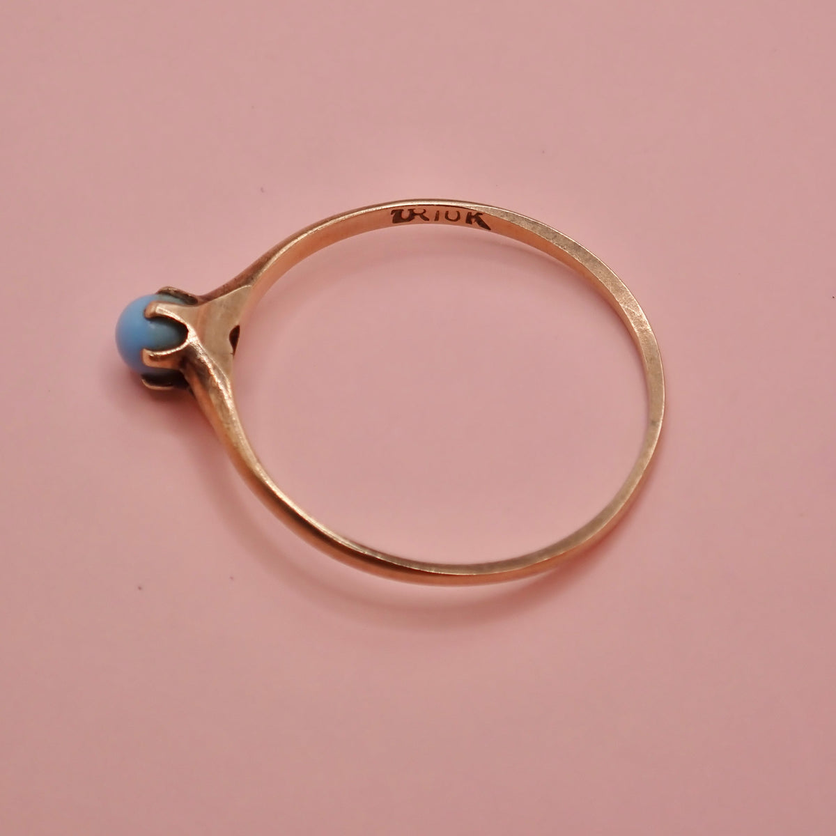 Vintage 10k Warm Gold & Robin's Egg Blue Stacking Ring