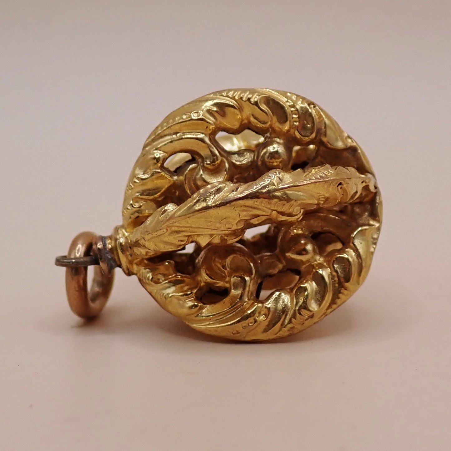 Antique Victorian Repoussé 18K Acanthus "Orb" Charm