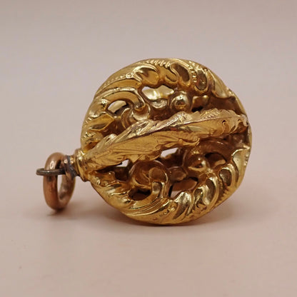 Antique Victorian Repoussé 18K Acanthus "Orb" Charm
