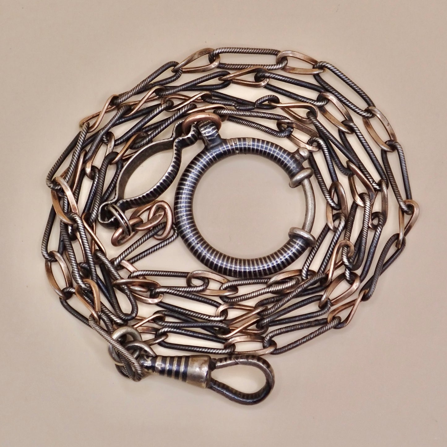 Antique Victorian Niello & Rose Gold Vermeil Chain Necklace MB71