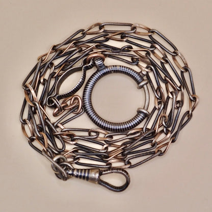 Antique Victorian Niello & Rose Gold Vermeil Chain Necklace MB71