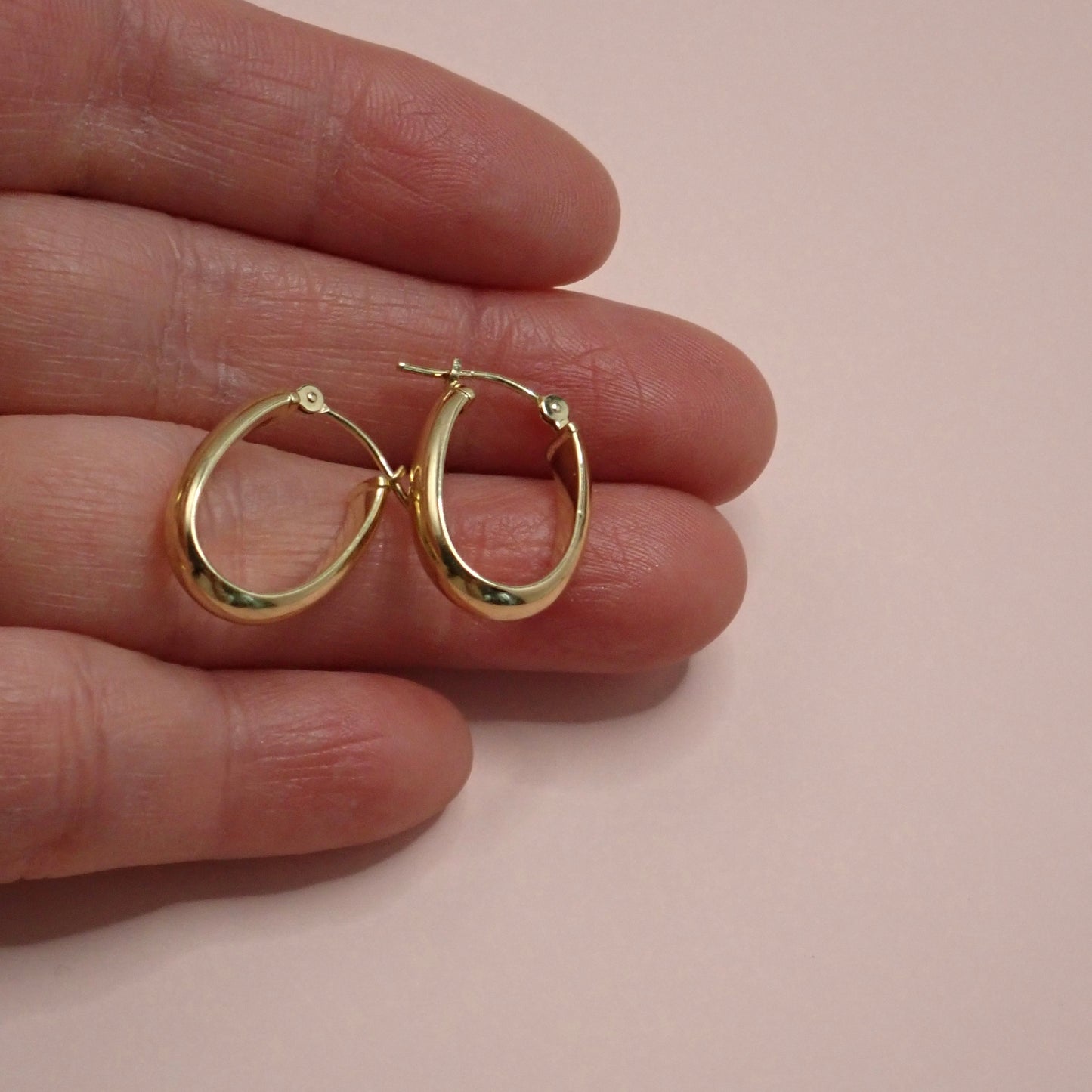 PreLoved Solid 14K Yellow Gold Oval "U-Shape" High-Polish Hoop Earrings