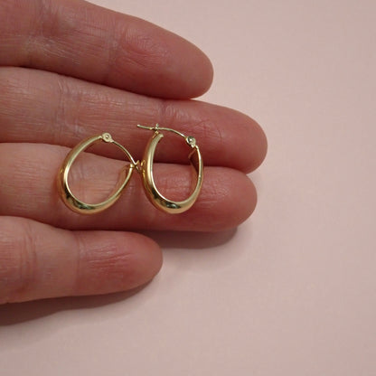 PreLoved Solid 14K Yellow Gold Oval "U-Shape" High-Polish Hoop Earrings