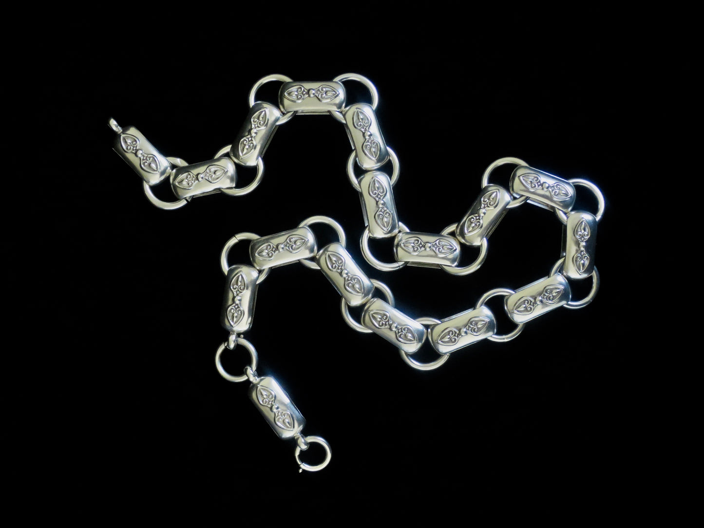 Rare Antique Victorian Sterling Silver "Book Chain" Collar & Extension Necklace