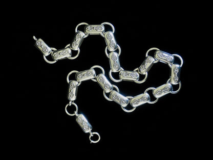 Rare Antique Victorian Sterling Silver "Book Chain" Collar & Extension Necklace