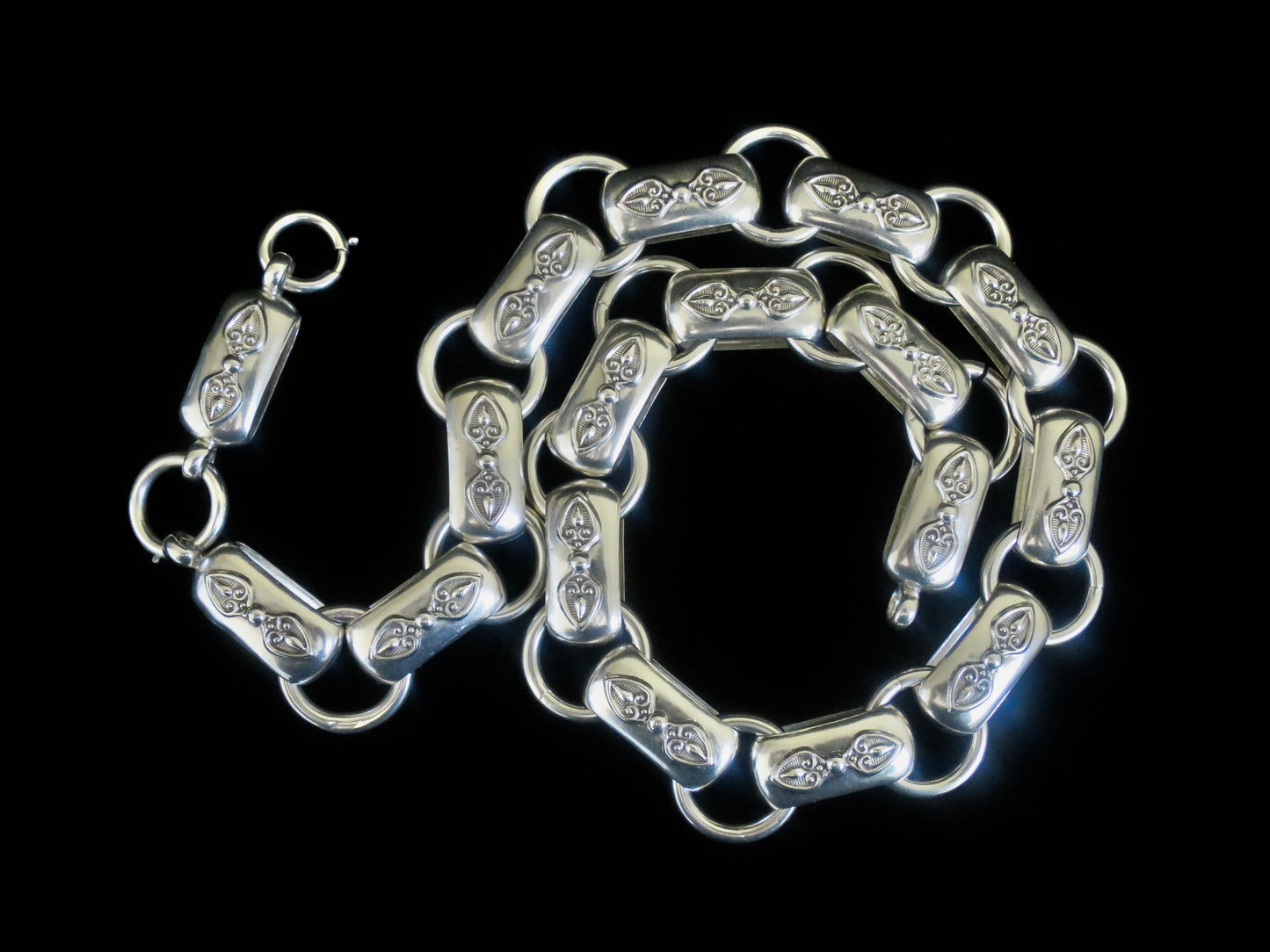 Rare Antique Victorian Sterling Silver "Book Chain" Collar & Extension Necklace