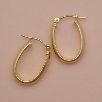PreLoved Solid 14K Yellow Gold Oval "U-Shape" High-Polish Hoop Earrings