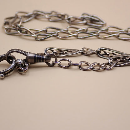 Converted Antique Victorian Niello & Silver Chain Necklace MB90