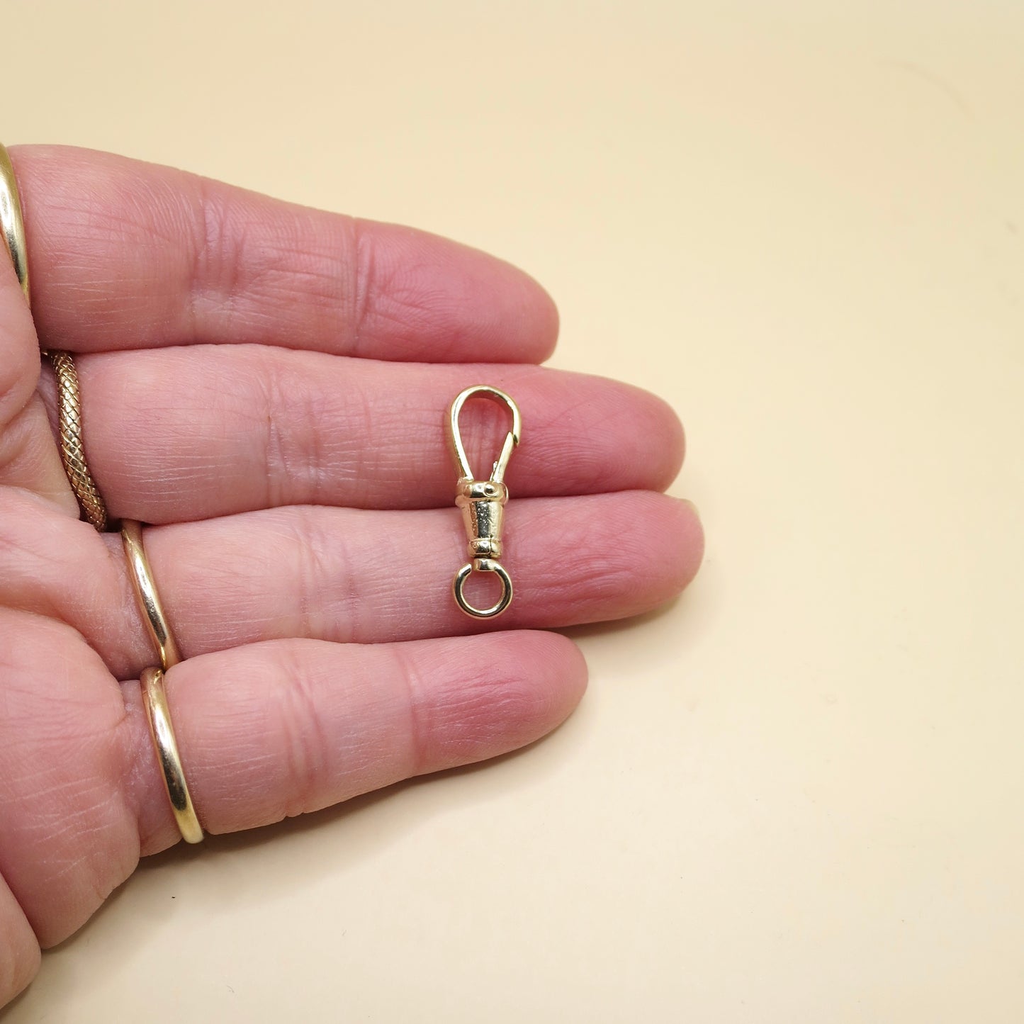 14K Yellow Gold Antique Style Swivel Clasp - Lobster Clip 22mm - LARGE