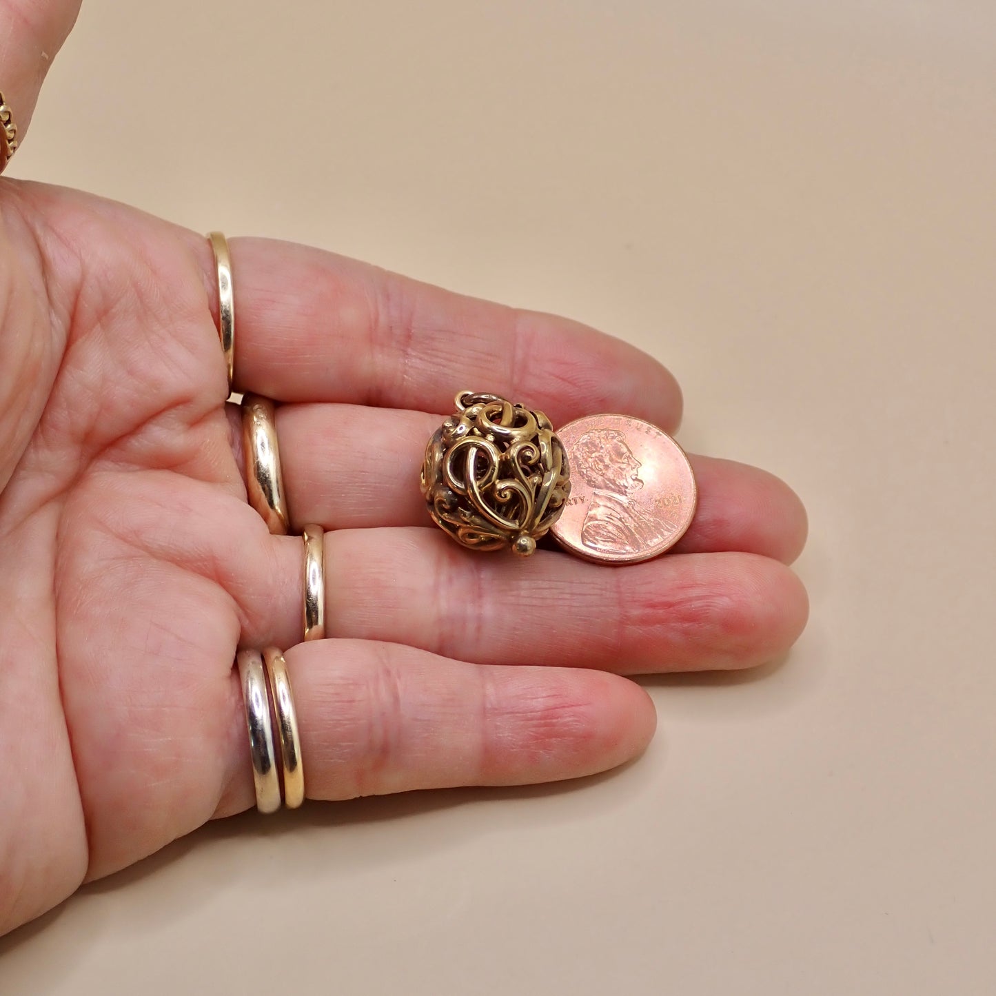 Antique Victorian Open-Work Scroll "Orb" Charm