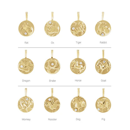 14K Yellow Gold .015 CT Natural Diamond Chinese Zodiac Year of the Horse Pendant