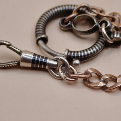 Antique Victorian "S-Scroll" Niello & 12k Rose Gold Chain Necklace MB82