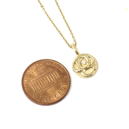 14K Yellow Gold .015 CT Natural Diamond Chinese Zodiac Year of the Snake Pendant