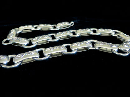 Rare Antique Victorian Sterling Silver "Book Chain" Collar & Extension Necklace
