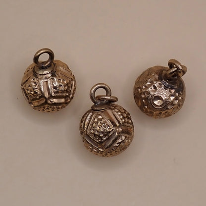 Curated Trio of Antique Victorian Bright-Cut Gold "Orb" Charms