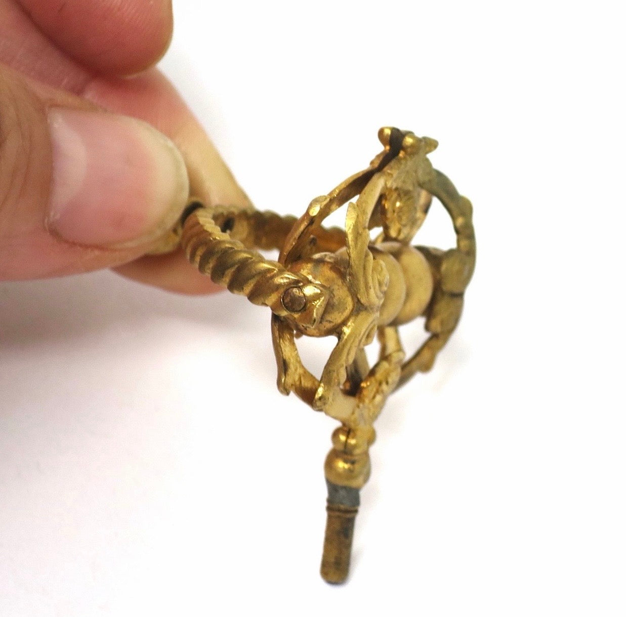 Antique Victorian 10k Rolled Gold Floral Spinner Watch Key