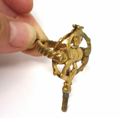 Antique Victorian 10k Rolled Gold Floral Spinner Watch Key
