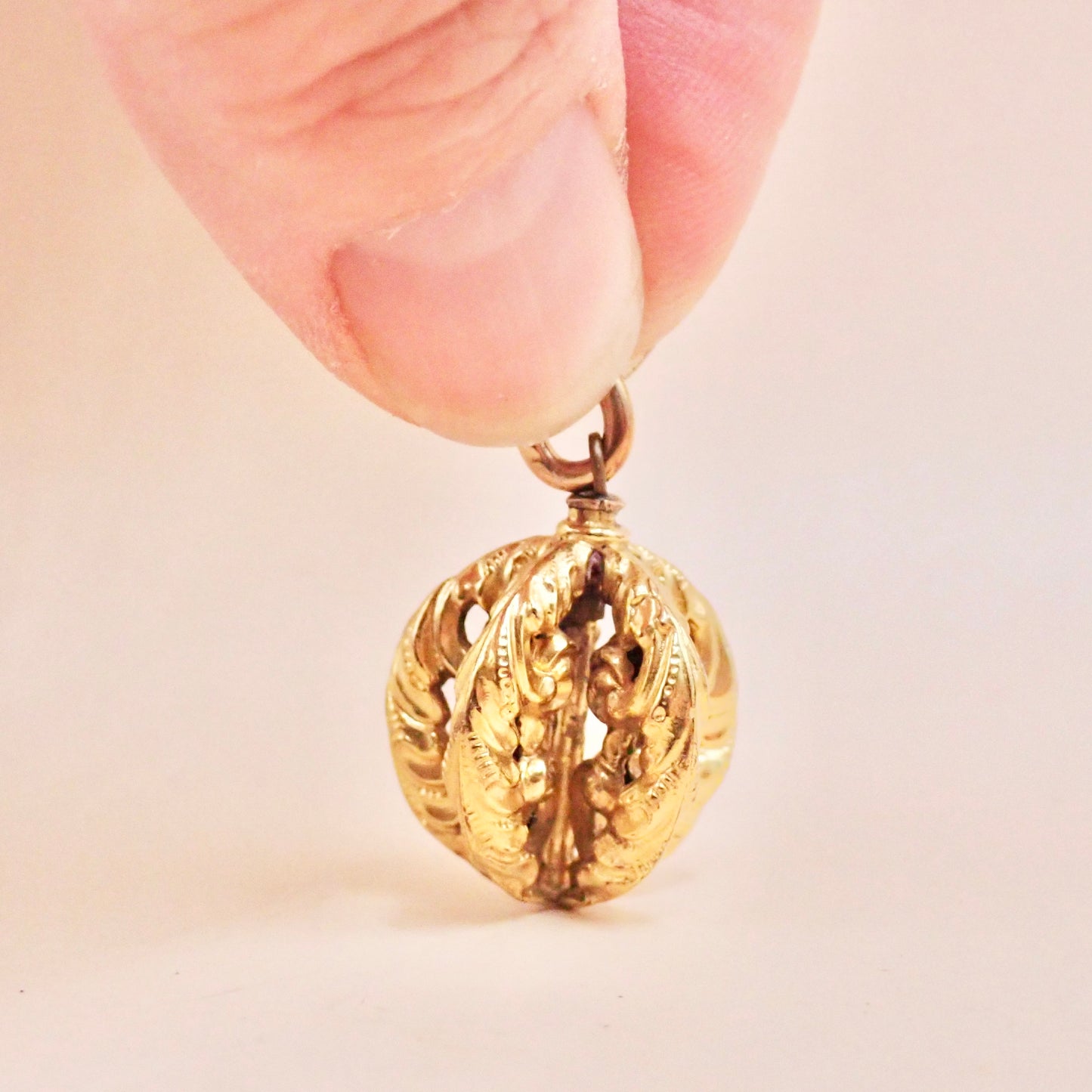 Antique Victorian Repoussé 18K Acanthus "Orb" Charm