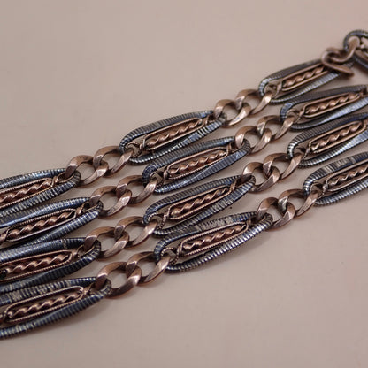 Antique Victorian 12K Rose Gold & "Twisted Vine" Niello Chain Necklace MB88