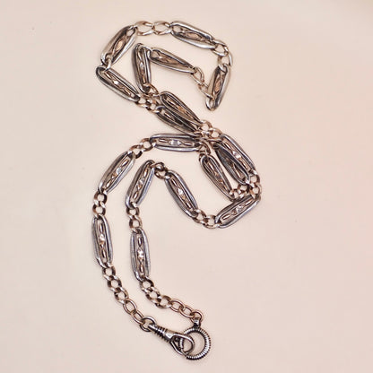 Antique Victorian Niello & Rose Gold 20.5” Long-Length Chain Necklace MB86