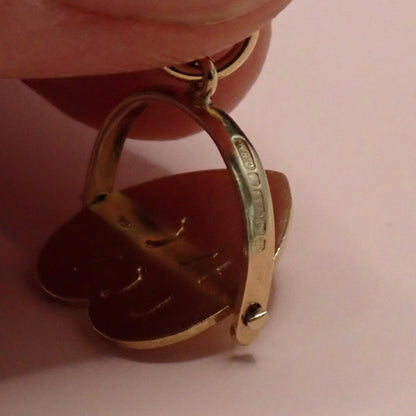 Vintage 1981 English 9ct Yellow Gold Heart 'I Love You' Spinner Pendant
