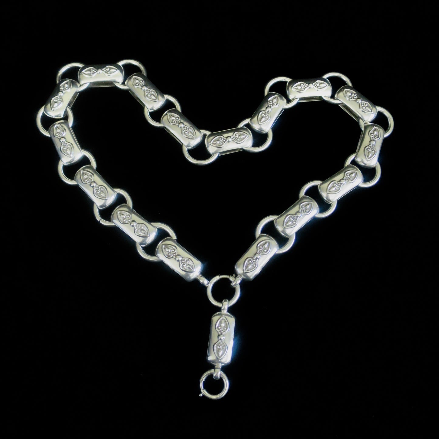 Rare Antique Victorian Sterling Silver "Book Chain" Collar & Extension Necklace