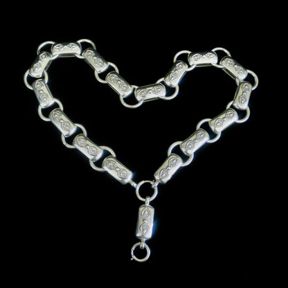 Rare Antique Victorian Sterling Silver "Book Chain" Collar & Extension Necklace