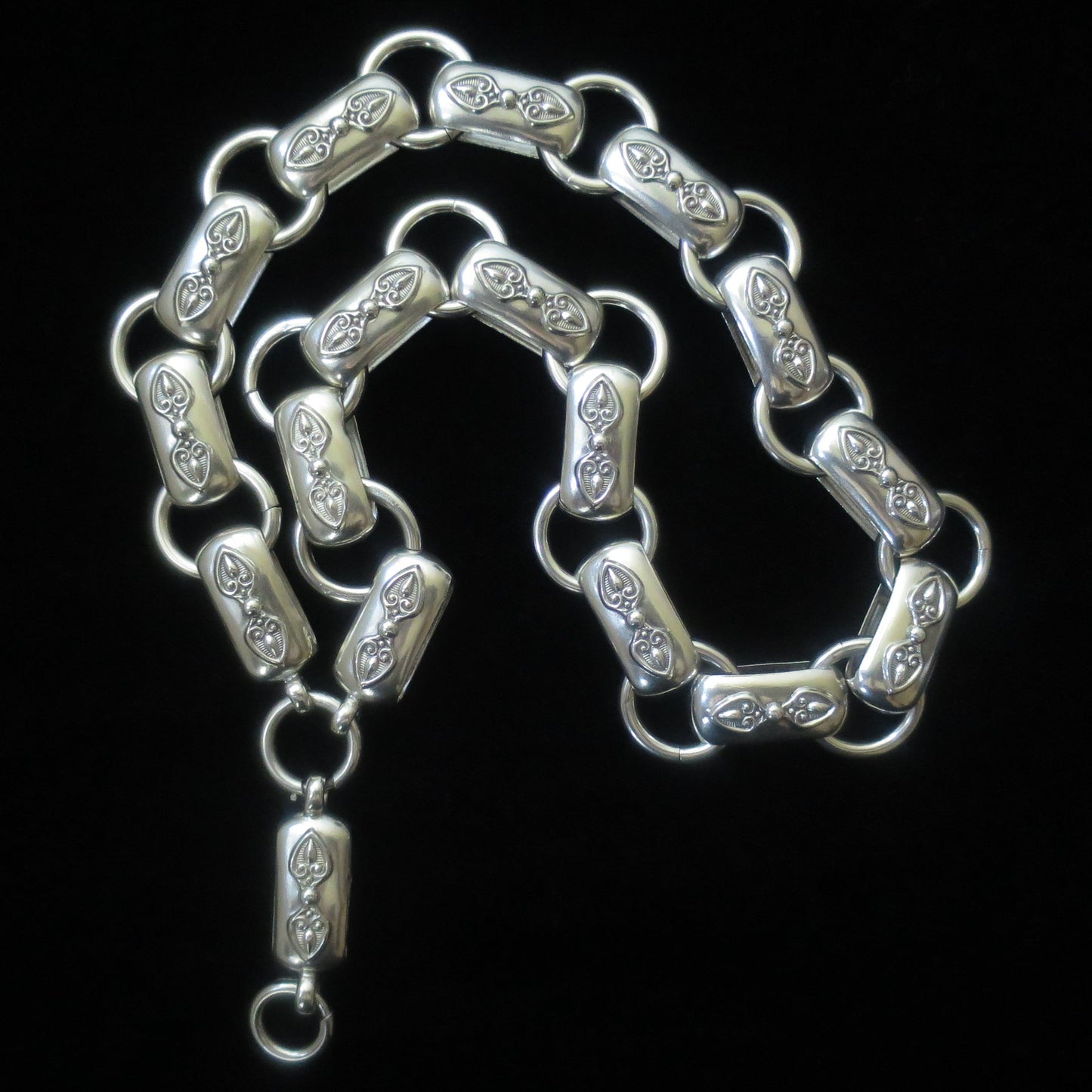 Rare Antique Victorian Sterling Silver "Book Chain" Collar & Extension Necklace