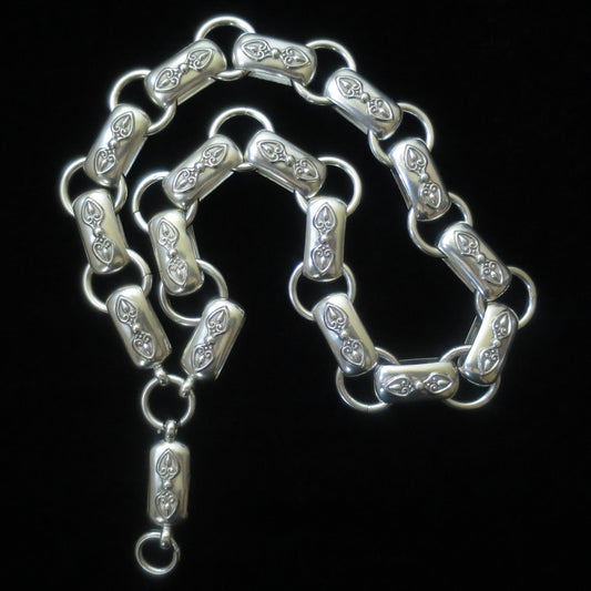 Rare Antique Victorian Sterling Silver "Book Chain" Collar & Extension Necklace